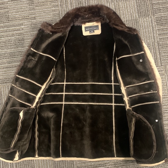 Regent park size medium winter jacket beige faux suede with brown faux fur - Picture 4 of 7